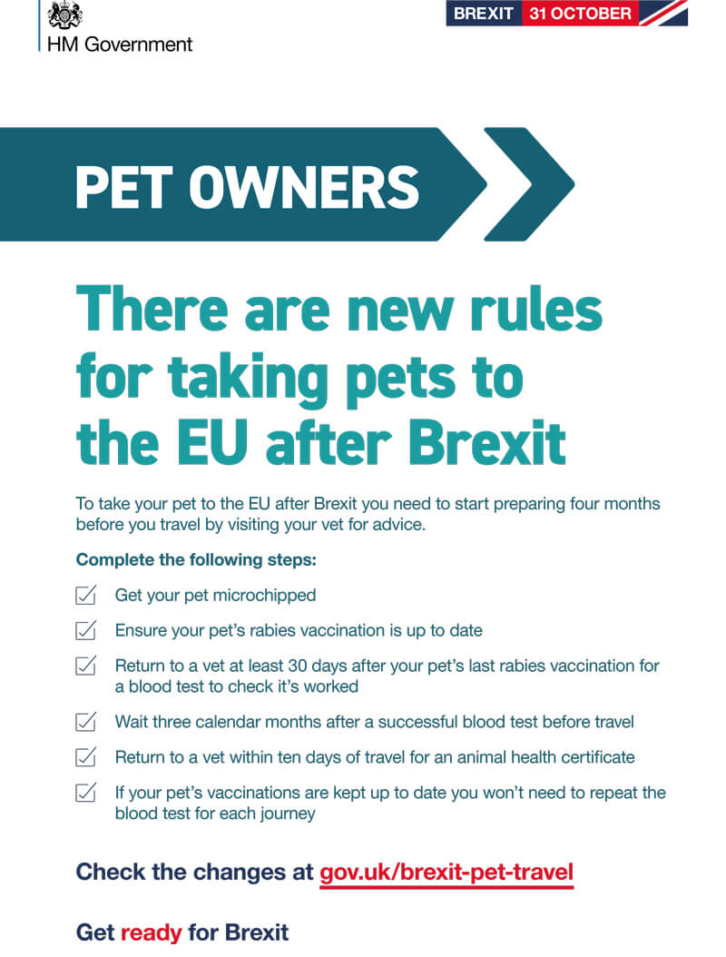 Pet travel to eu shop after brexit